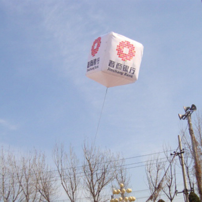 Plafond licht kubus opblaasbare vierkante ballon voor commerciële reclame in banken