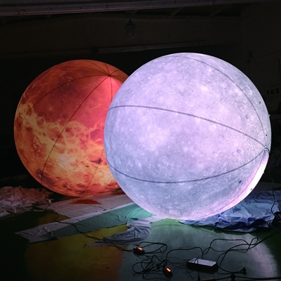 Flitsende opblaasbare helium waterdicht geleid licht maan planeet ballon met stokken voor kerstfeest decoraties