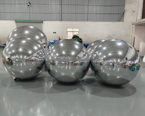 Grote glanzende kameleon bal spiegel ballon zilver pvc opblaasbare kerstbal voor festival decoreren