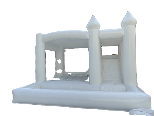 Kleuter spring huis spring combo bruiloft decoratie uitsmijter wit opblaasbare glijbaan springkasteel