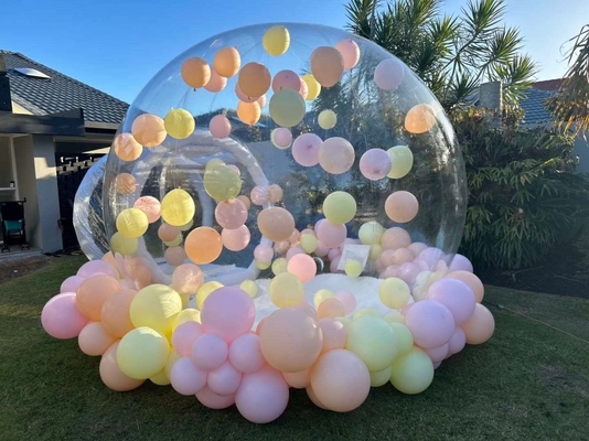 Fabriek groothandelsprijs bubbelhuis met ballonnen bruiloft feest springend dubbel bubbelhuis