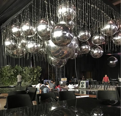 Dubbele laag opblaasbare reclameballonnen Zilveren opblaasbare spiegelbal