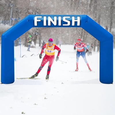Blauwe 20ft opblaasbare boog Event boog Ingang Finish Line Opblaasbare wedstrijd Reclameboog voor Marathon