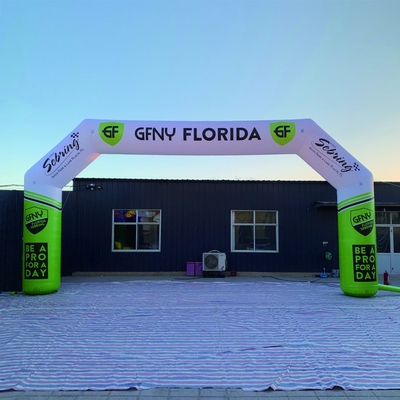 gele reclame opblaasbare volle druk kleuren boog opblaasbare toegangsboog voor evenement 8 * 4m grootte