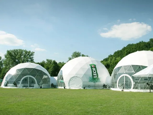 Nieuw ontwerp 4 tot 10 personen 850g PVC stof Glamping Dome Ruimte Luxe tenten