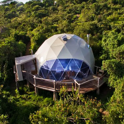 Luxe buiten 8m Diameter waterdicht luifel safari glamping resort rond hotel geodetische koepeltent