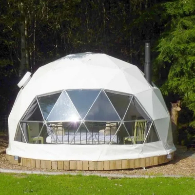 grotere afbeelding Voeg toe aan vergelijken Deel luxe 6m pvc winter sneeuw verwarmd kamperen halve koepel tent voor woestijn