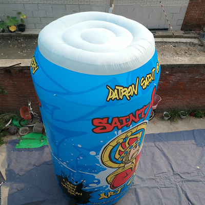 Gepersonaliseerde Giant Beer Juice Reclame opblaasbare zip-top blik voor promotie evenement fles mascotte personages