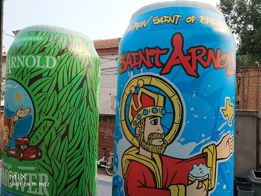 Gepersonaliseerde Giant Beer Juice Reclame opblaasbare zip-top blik voor promotie evenement fles mascotte personages