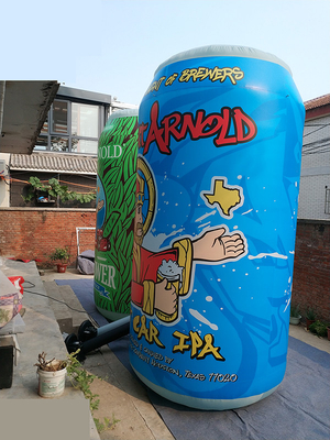 Gepersonaliseerde Giant Beer Juice Reclame opblaasbare zip-top blik voor promotie evenement fles mascotte personages