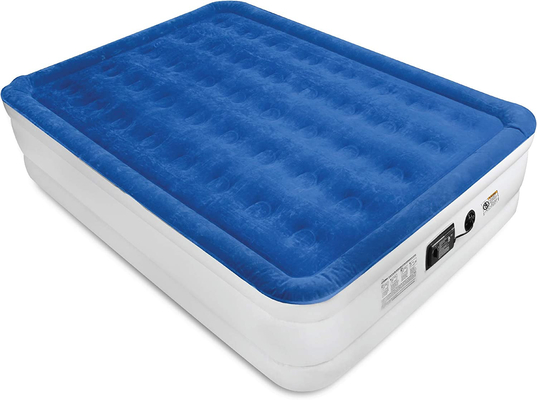 Flocked PVC opblaasbare slaapmat draagbaar luchtmatras met pomp