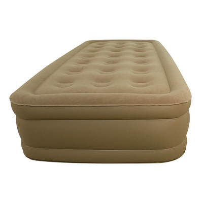 Flocked PVC opblaasbare slaapmat draagbaar luchtmatras met pomp