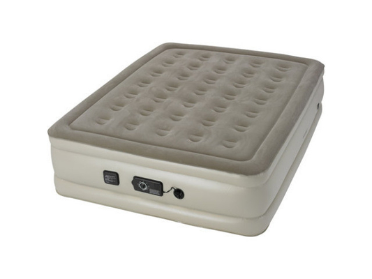 Flocked PVC opblaasbare slaapmat draagbaar luchtmatras met pomp