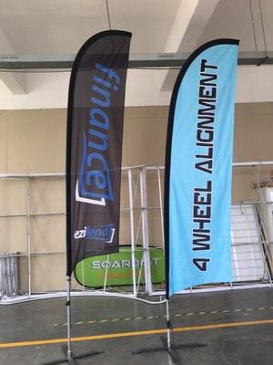 Buiten vliegend polyester dubbelzijdig Reclame strand vlag Marketing custom Veer banner