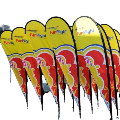 Aanpassing Water Beach vlag en banners reclame veren vlaggen met basis aangepaste traan vlag