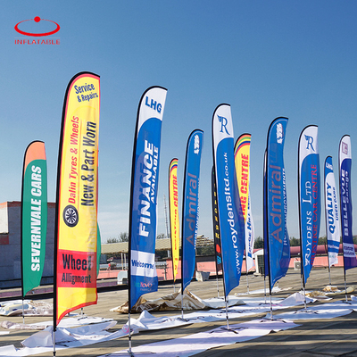 Aanpassing Water Beach vlag en banners reclame veren vlaggen met basis aangepaste traan vlag
